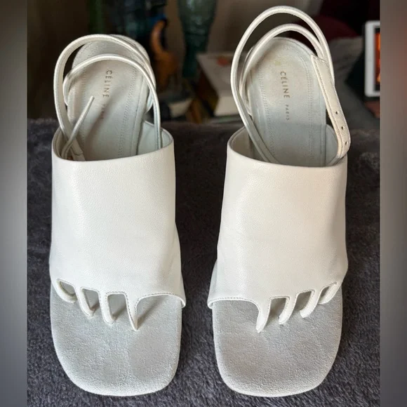 Celine white leather glove sandals 36.5 - Picture 8 of 16